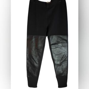 Zinga Black Faux Leather Panel Leggings Cotton And Cashmere Blend Size M